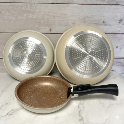 Lot de 3 Poêles en Aluminium Arthur Martin avec Poignée Amovible - Revêtement Antiadhérent - Tous Feux dont Induction