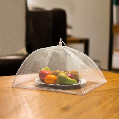 Pack de 4 Clochettes Alimentaires Pliables 32 x 32 cm – Couvre-Plats en Maille Anti-Insectes Réutilisables pour Barbecue, Pique-Nique et Cuisine