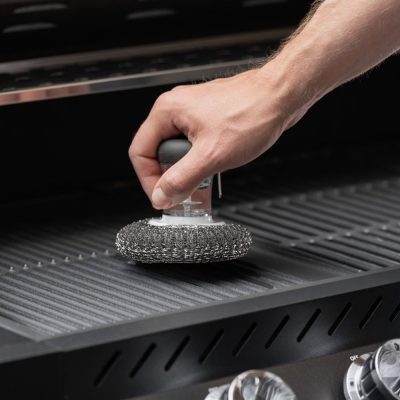 Pack de 2 Éponges Métalliques avec Distributeur de Savon – Nettoyage Plancha, Grille de Barbecue et Surfaces de Cuisson – Accessoire Réutilisable